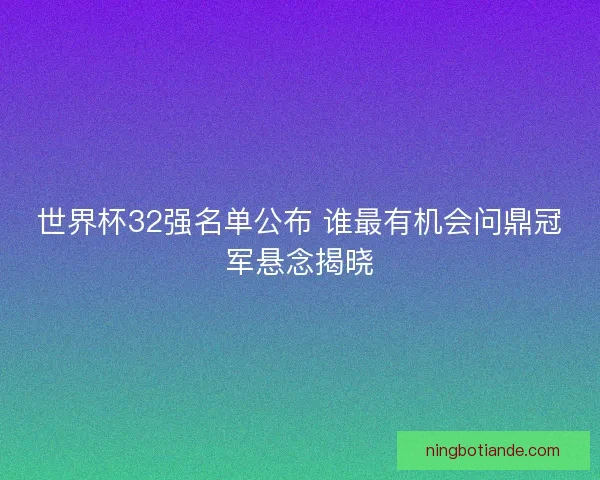 世界杯32强名单公布 谁最有机会问鼎冠军悬念揭晓